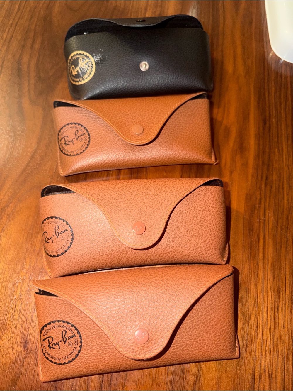 Ray-Ban Sunglasses Cases in Black and Brown Leather - 4 cases